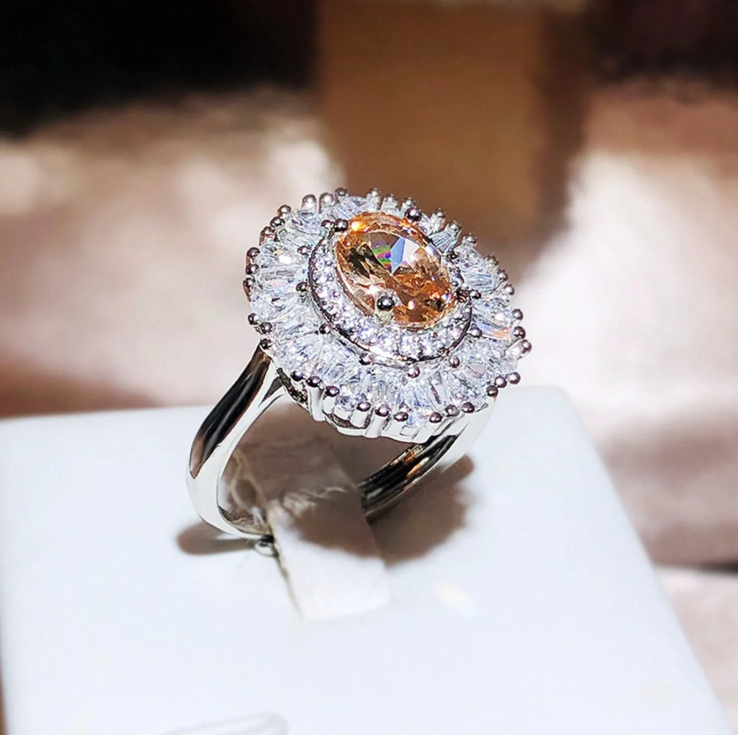 Champagne Diamond Ring | Champagne Diamond Engagement Rings | Champagne Diamond Rings | Orange Diamond Engagement Ring | Beautiful Ring