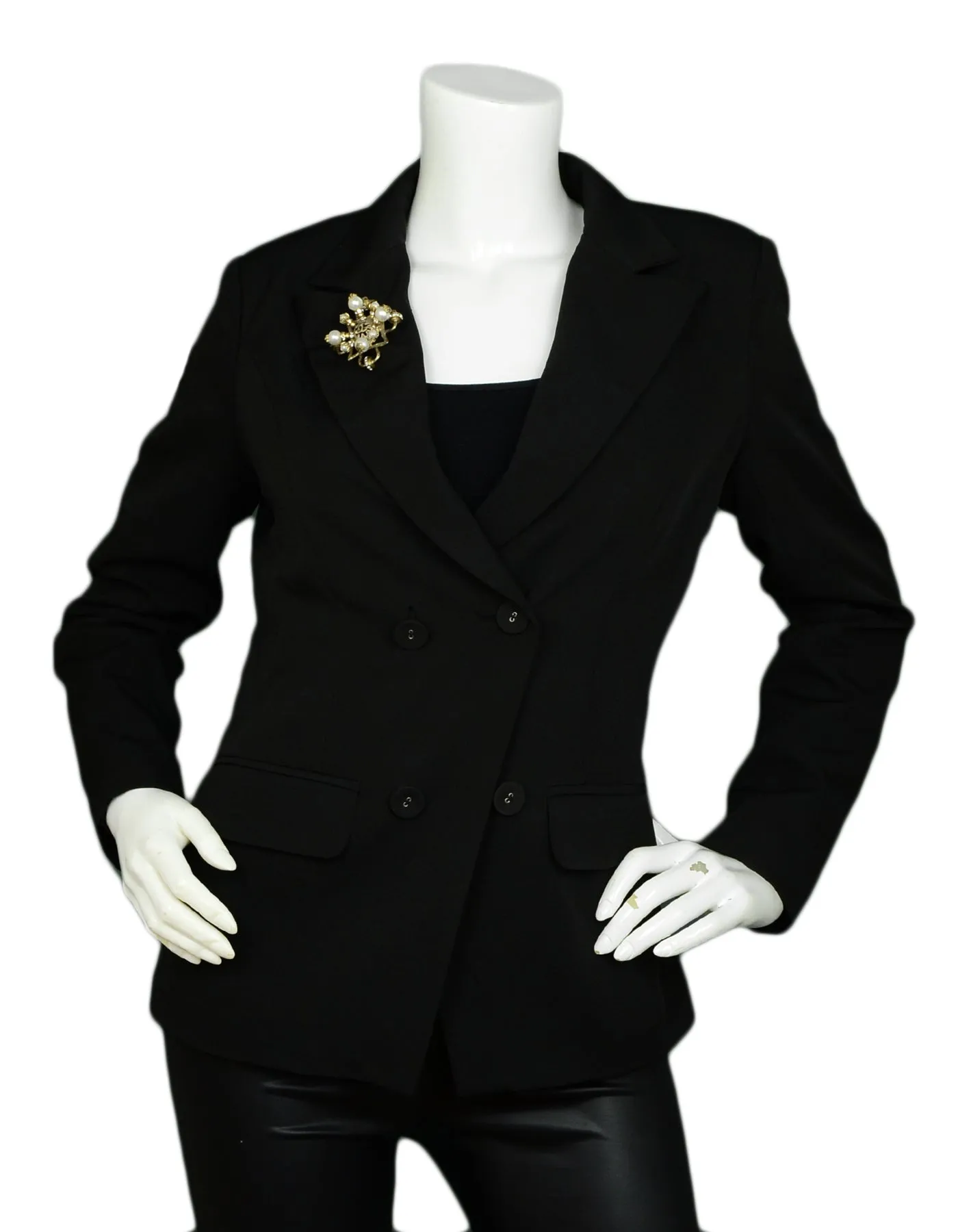 Chanel Goldtone Filigree CC Brooch w/ Faux Pearl and Crystals
