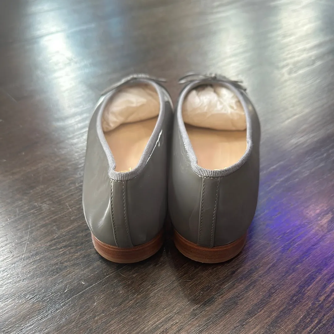 Chanel Grey Patent Calfskin CC Stitched Toe Ballet Flats