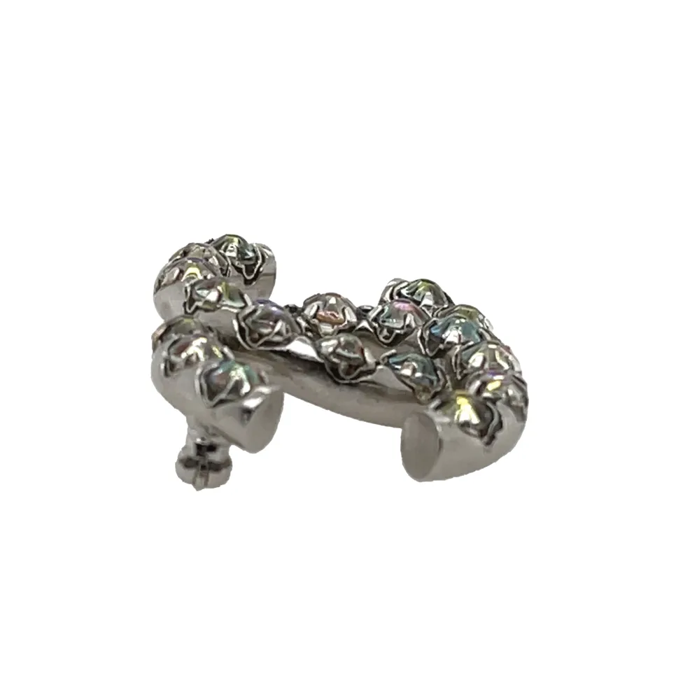 CHANEL - Pristine - 17K Iridescent Crystals - CC Silver Brooch Pin