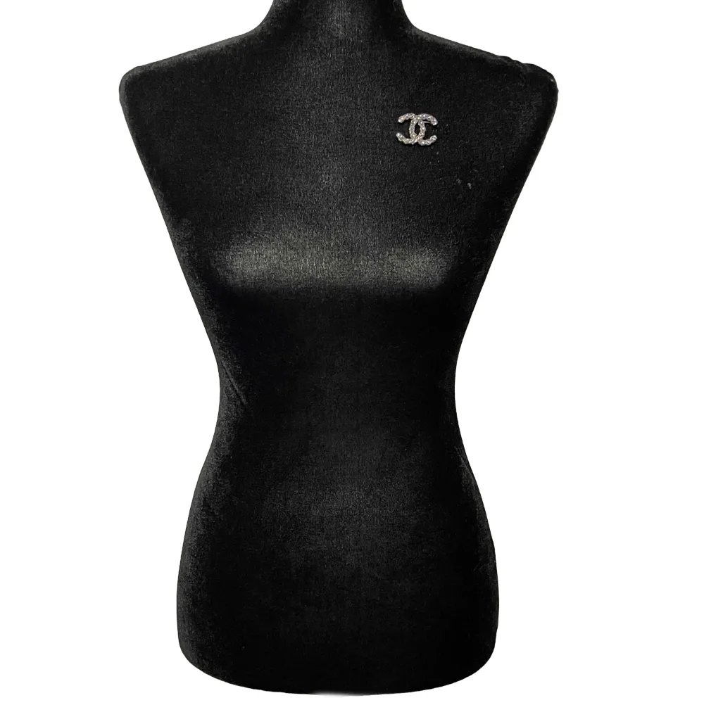 CHANEL - Pristine - 17K Iridescent Crystals - CC Silver Brooch Pin