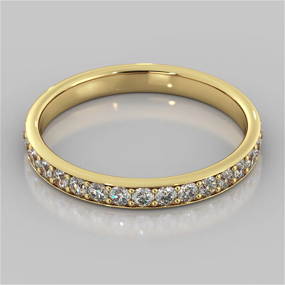 Channel Set Wedding Band With Round Accents