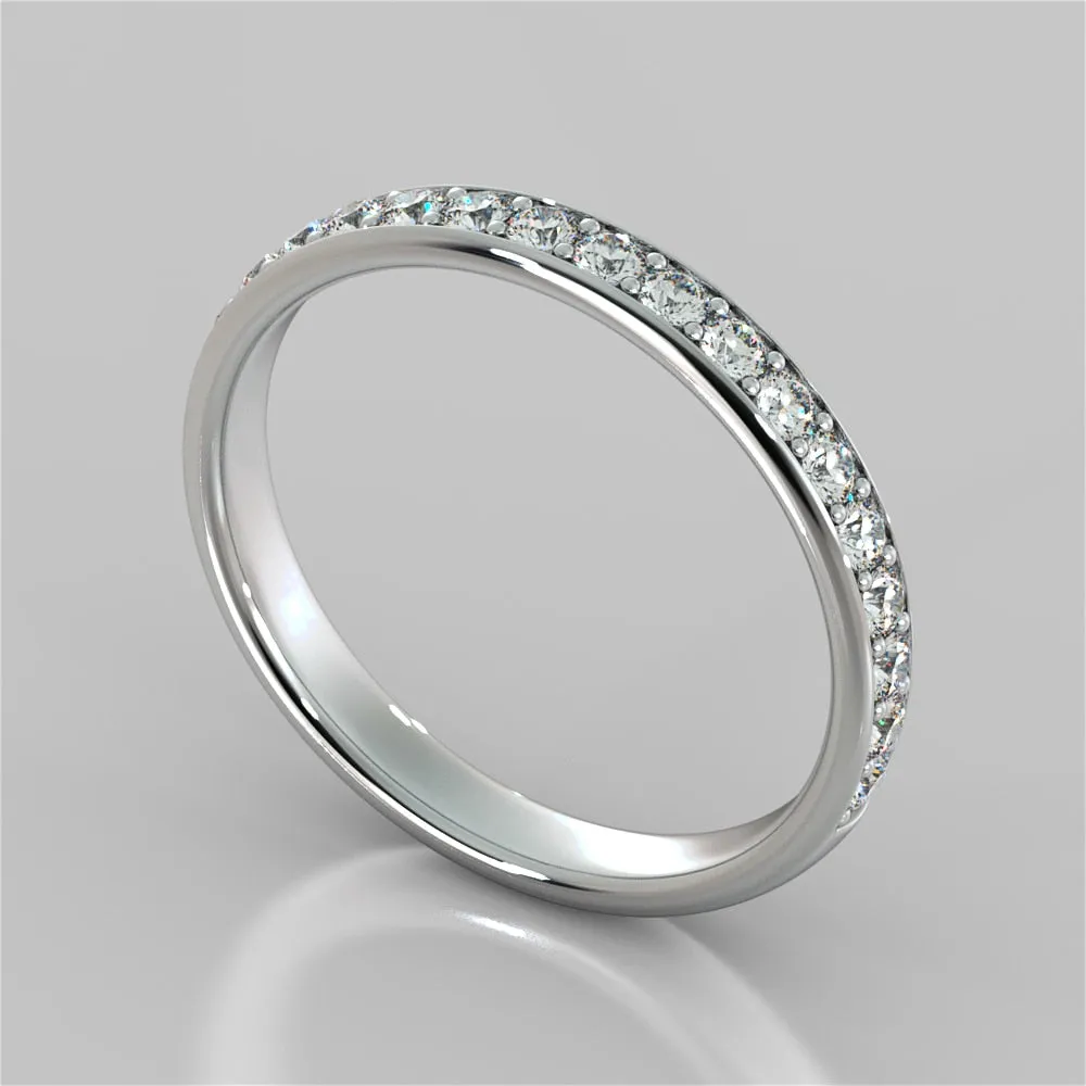 Channel Set Wedding Band With Round Accents