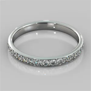 Channel Set Wedding Band With Round Accents