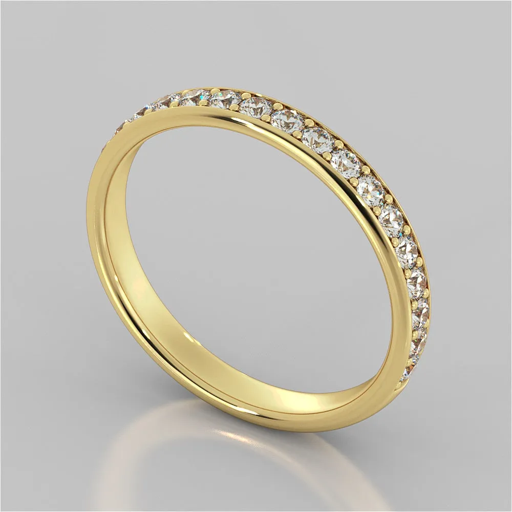 Channel Set Wedding Band With Round Accents