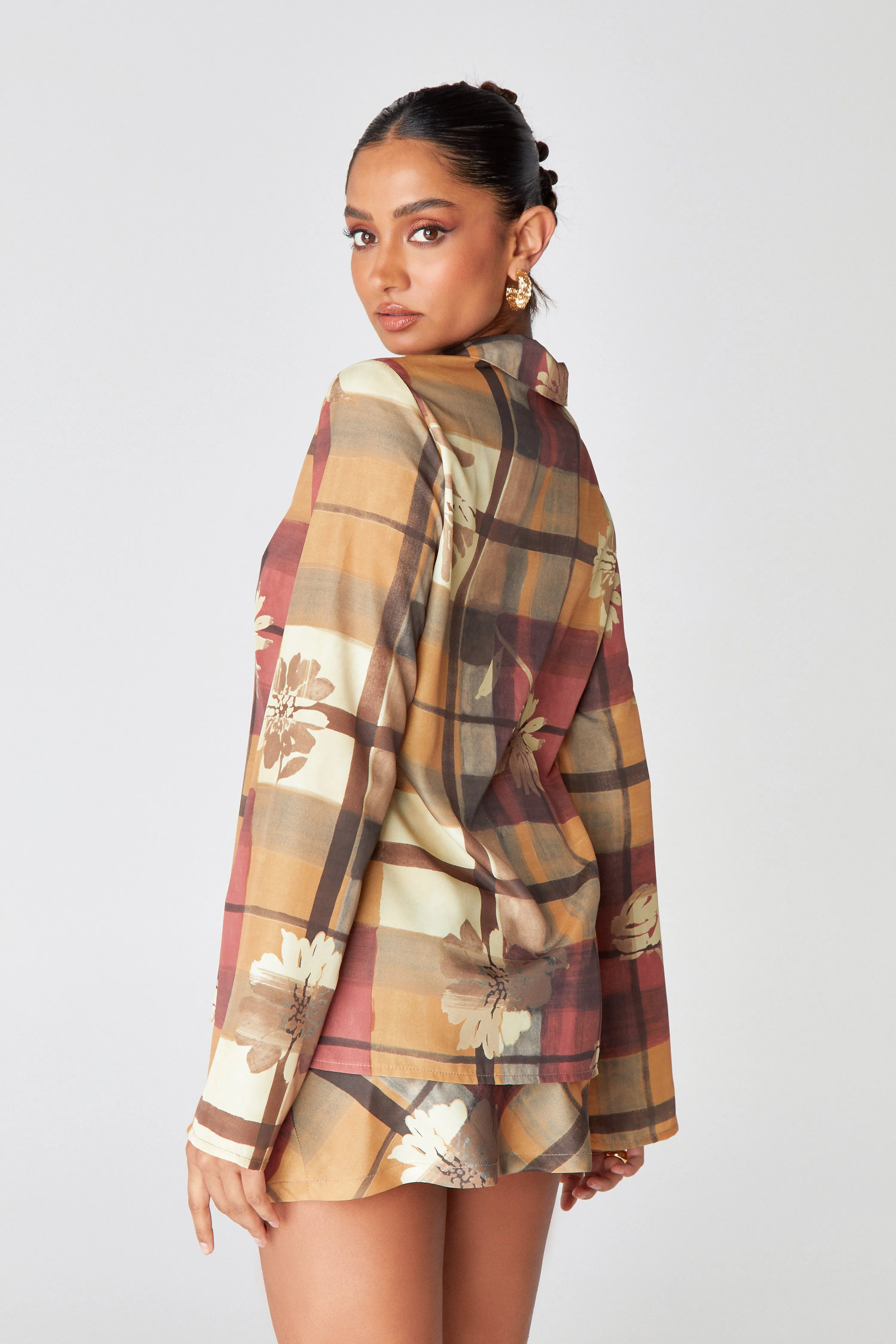 Checked Floral Blouse