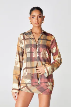 Checked Floral Blouse
