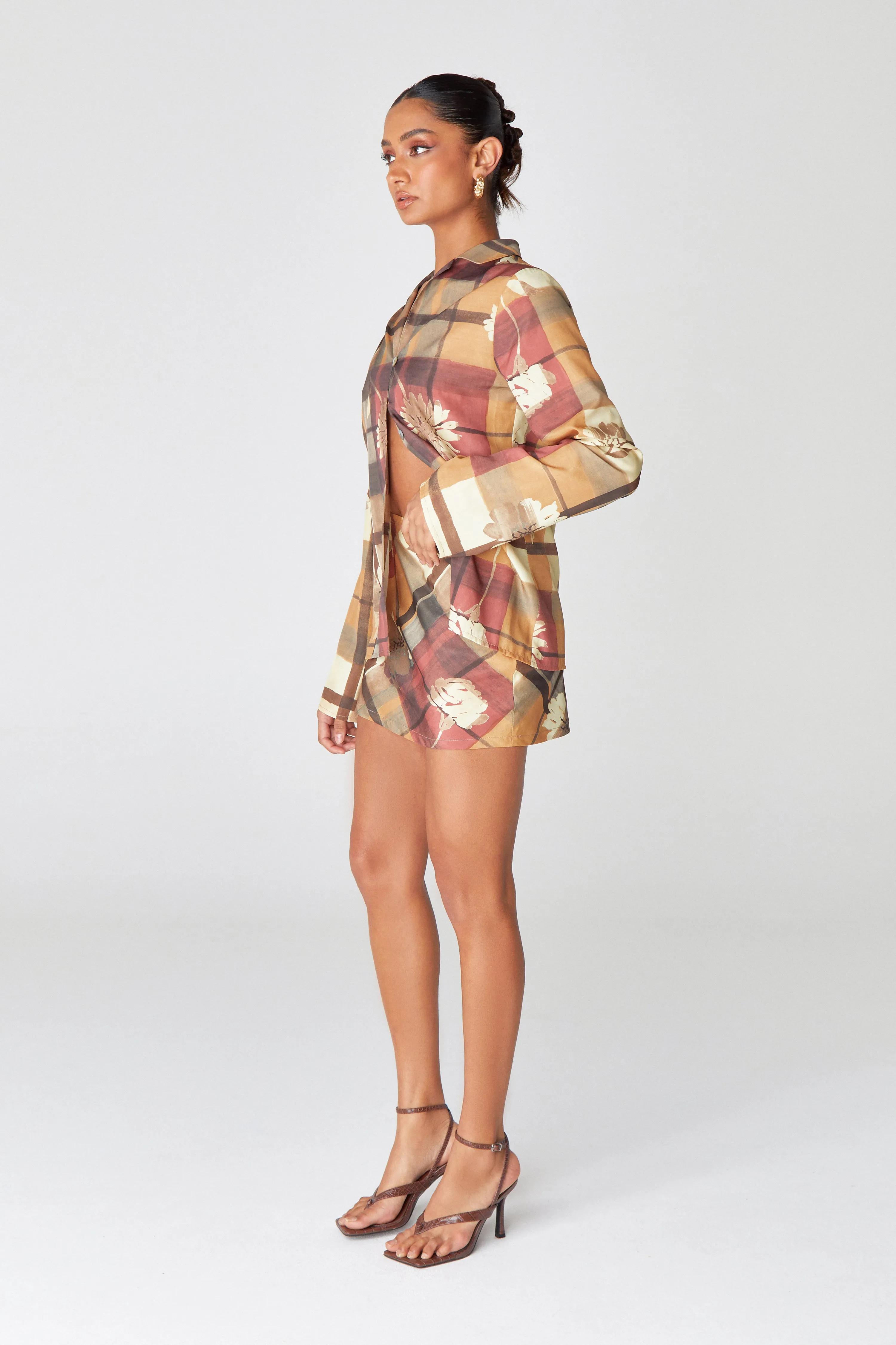 Checked Floral Blouse