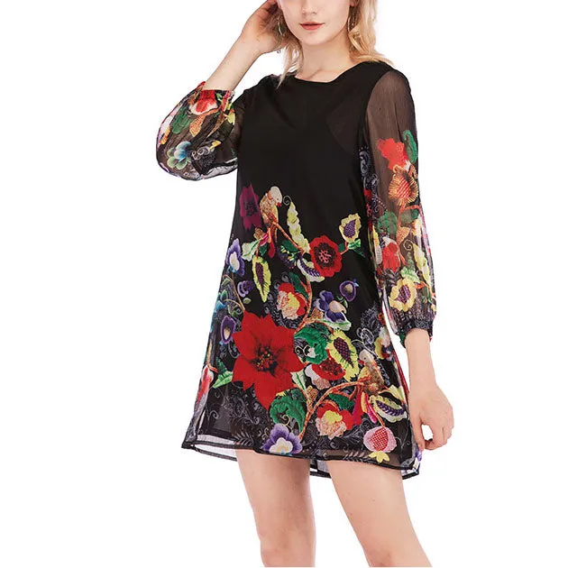 Chiffon Dress Summer Women's Trend Cartoon Print Women's Clothing