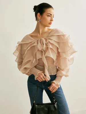 Chiffon Ruffle Backless Top