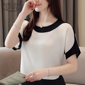 Chiffon Short Sleeve Women's Blouse Tops