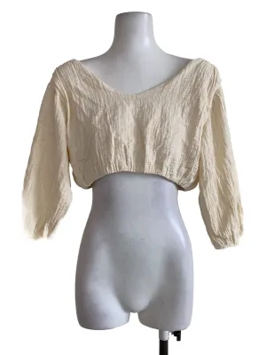 Chiffon Wrinkle Wool Crop Top