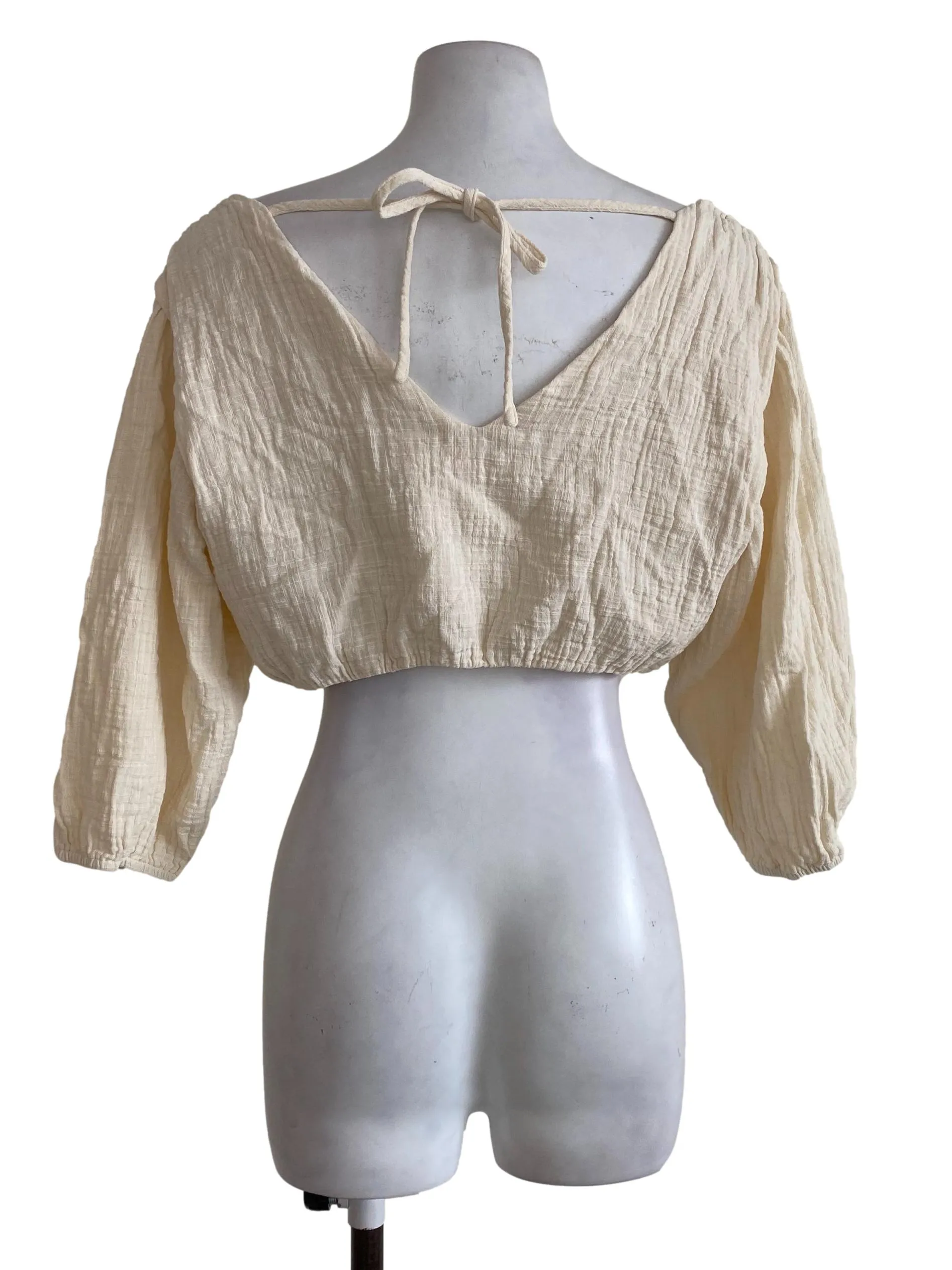 Chiffon Wrinkle Wool Crop Top