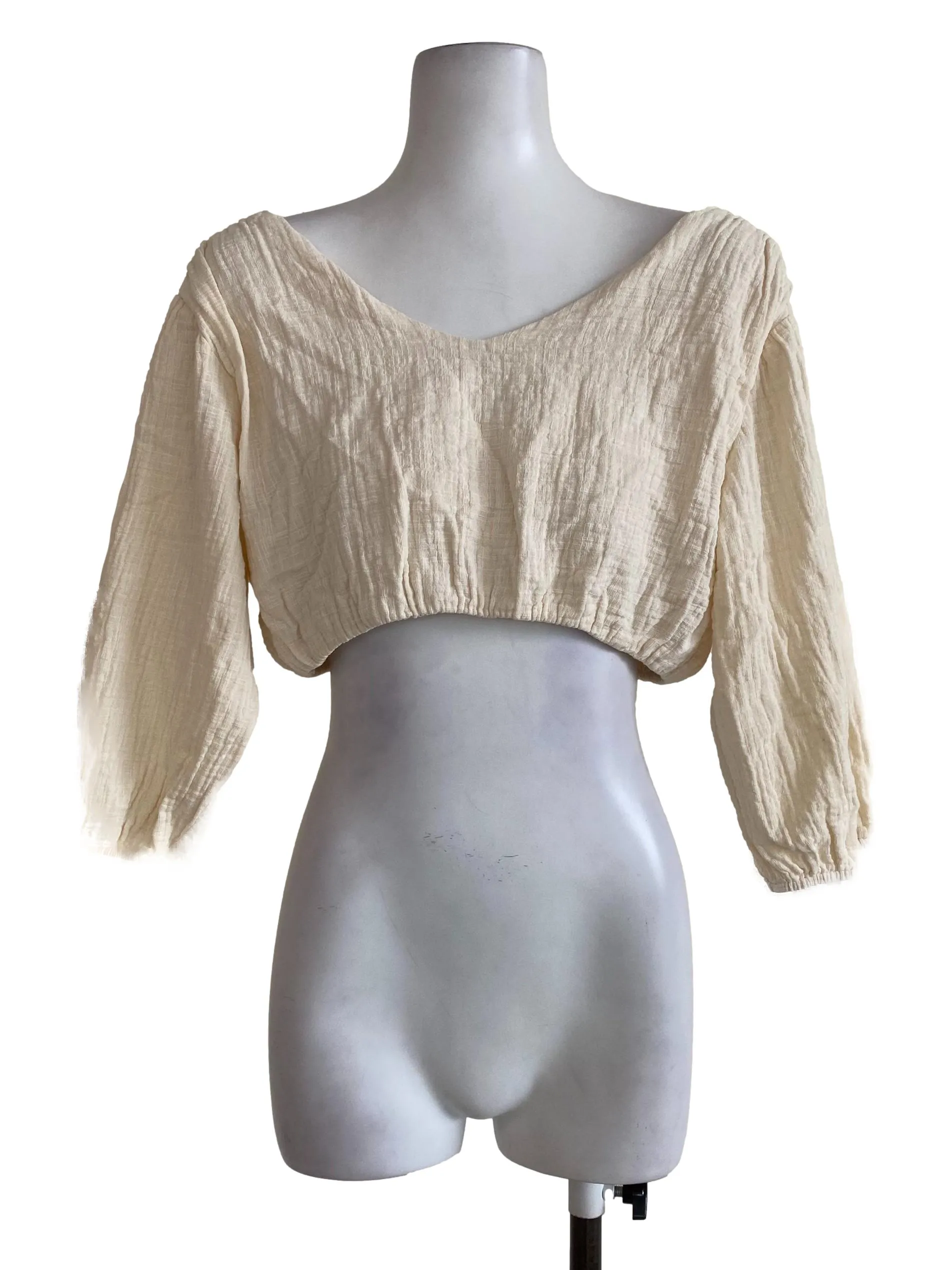 Chiffon Wrinkle Wool Crop Top