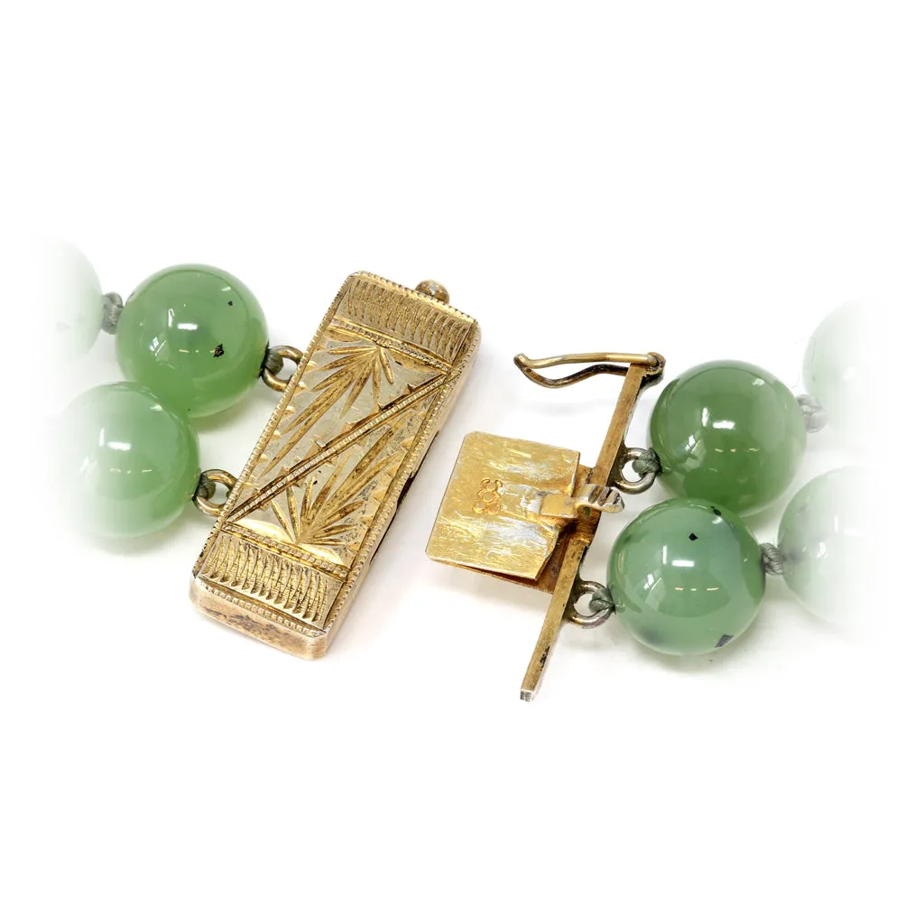 Chinese Nephrite Beads and Jadeite on Vermeil Spacers Double Strand Necklace