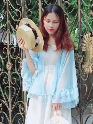 Chinese Style Lolita Shirt Ruffle Chiffon White Lolita Blouse