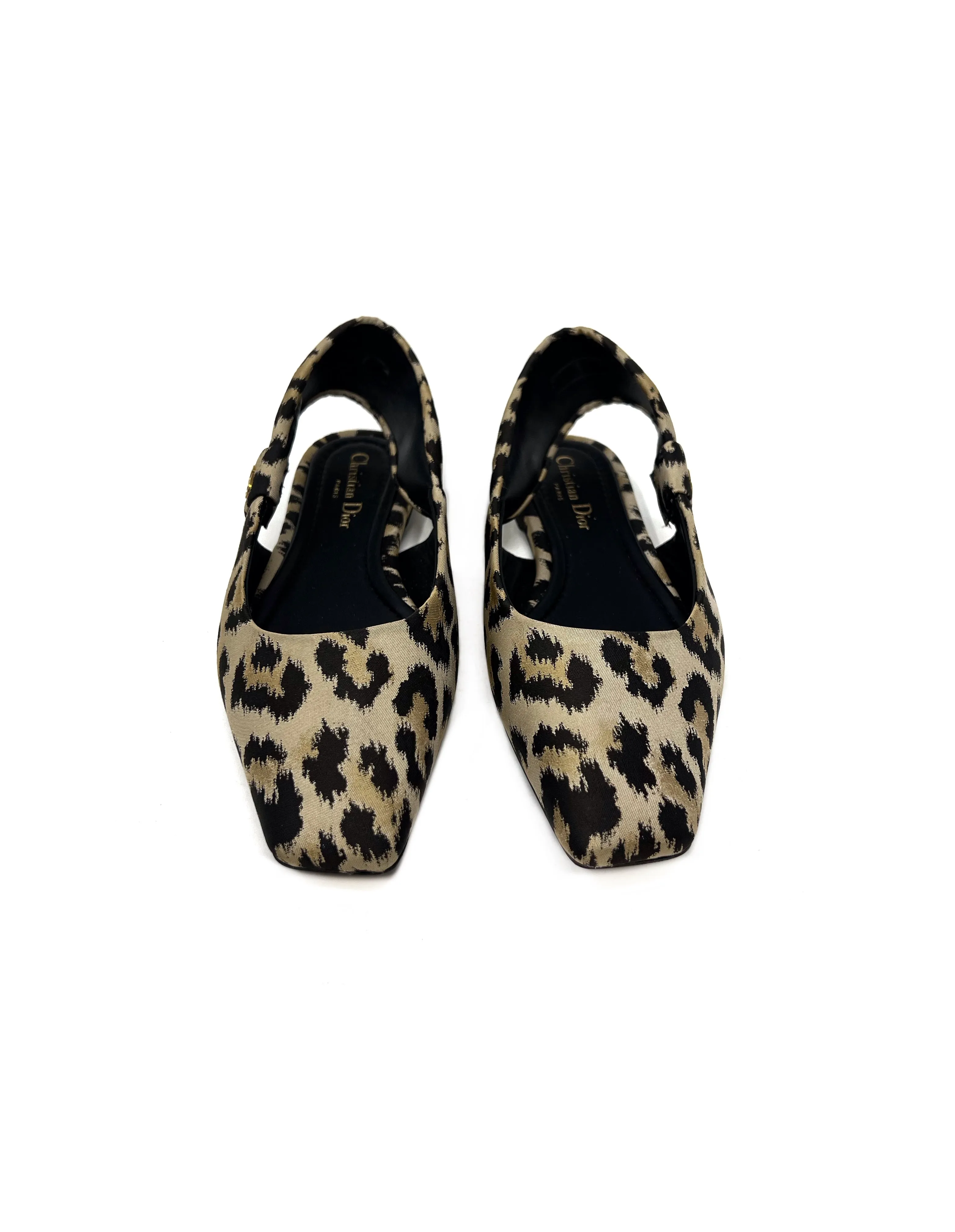 Christian Dior W Shoe Size 38 WB! 'Mizza' Leopard Print Slingback Ballet Flats
