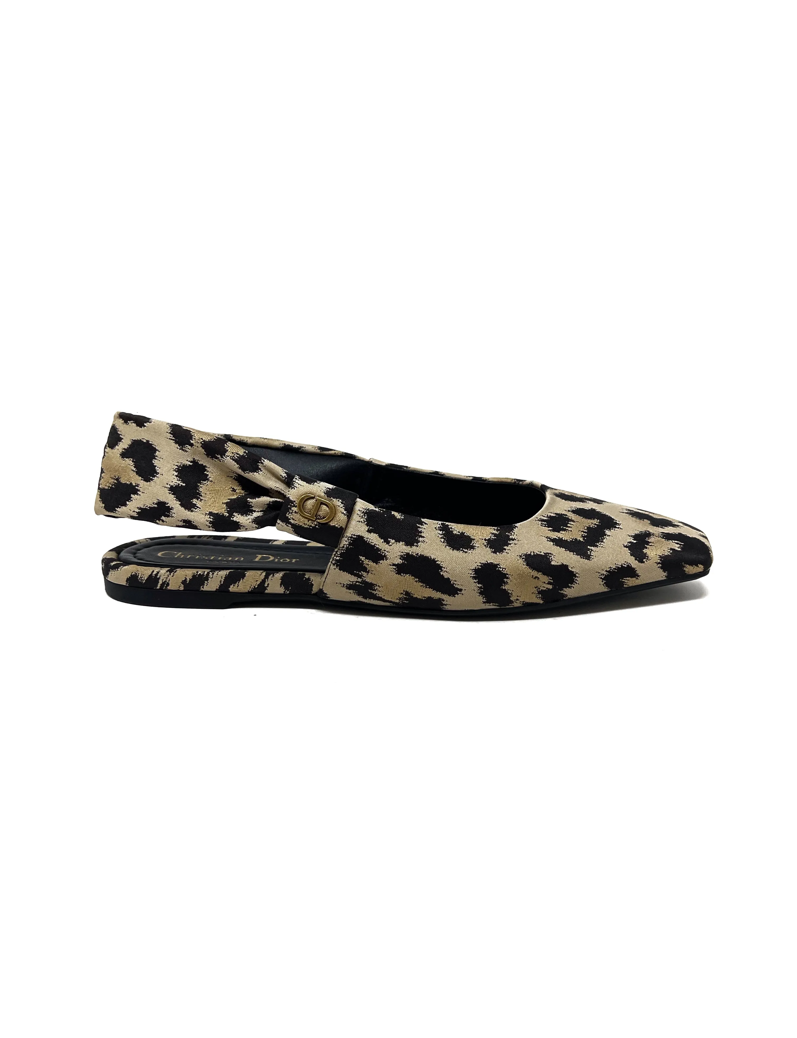 Christian Dior W Shoe Size 38 WB! 'Mizza' Leopard Print Slingback Ballet Flats