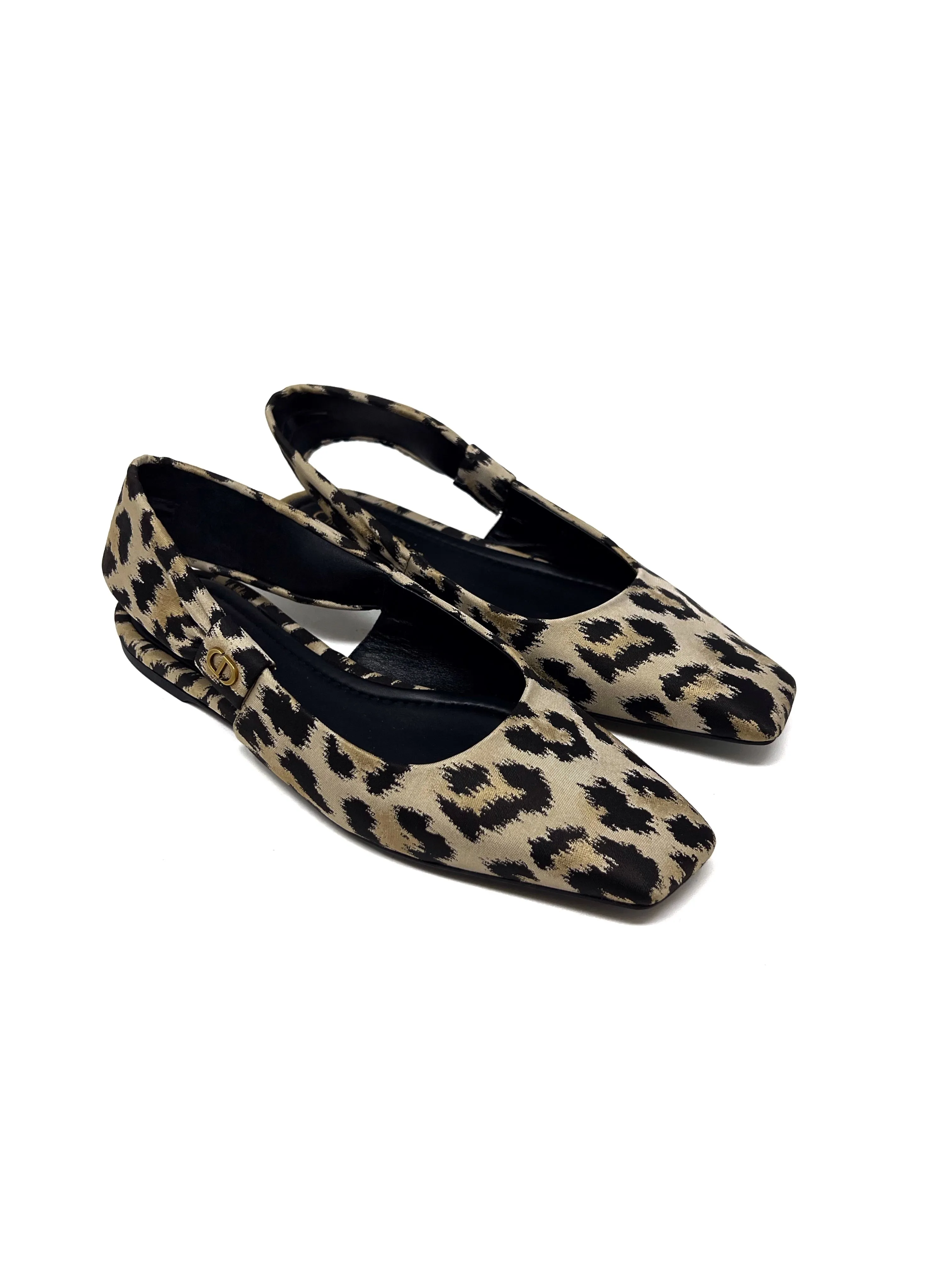 Christian Dior W Shoe Size 38 WB! 'Mizza' Leopard Print Slingback Ballet Flats