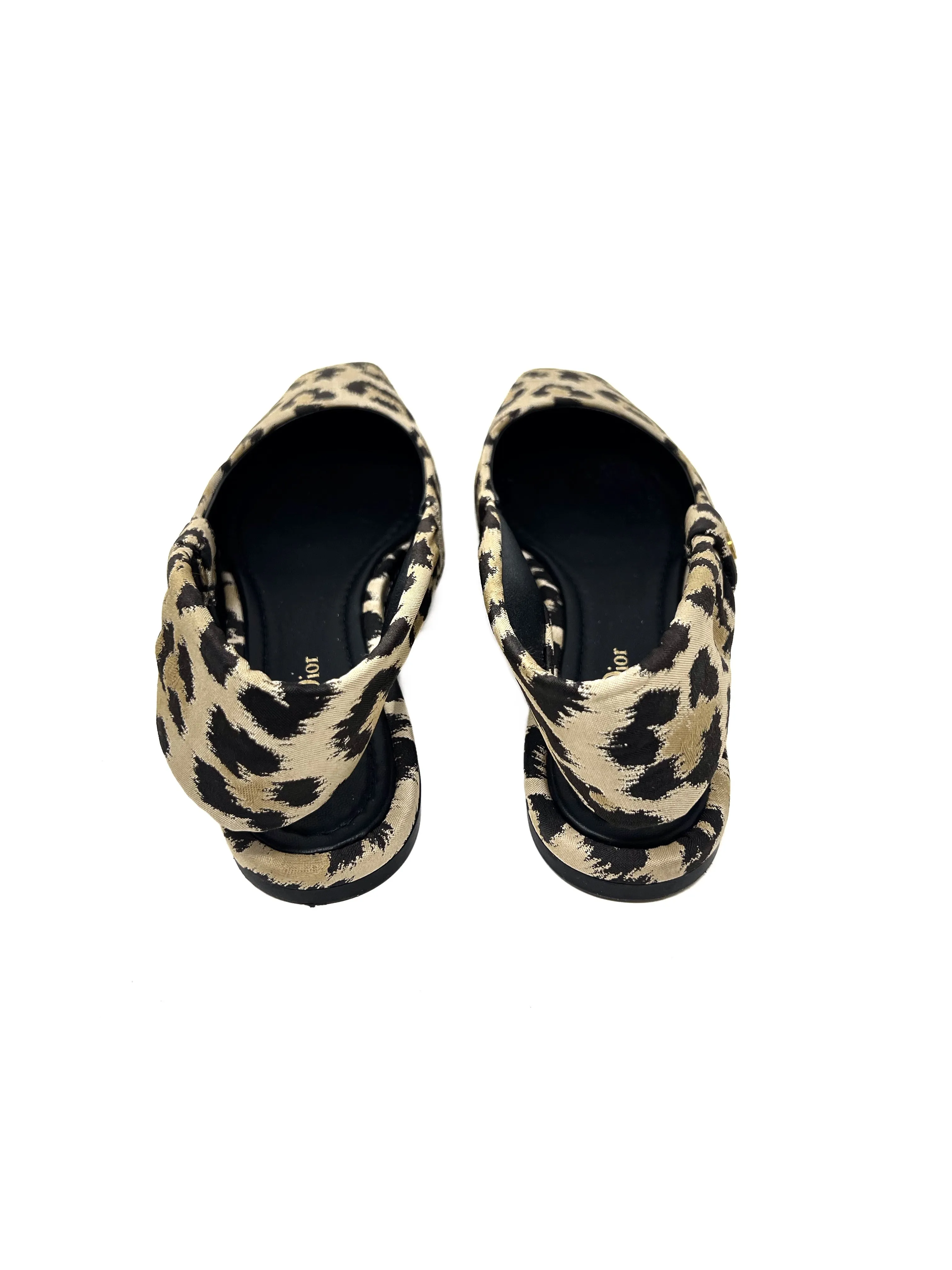 Christian Dior W Shoe Size 38 WB! 'Mizza' Leopard Print Slingback Ballet Flats