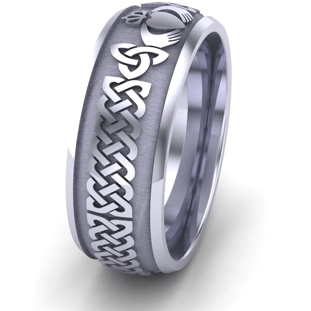 Claddagh Wedding Ring UCL1-14W8M - 14K White Gold