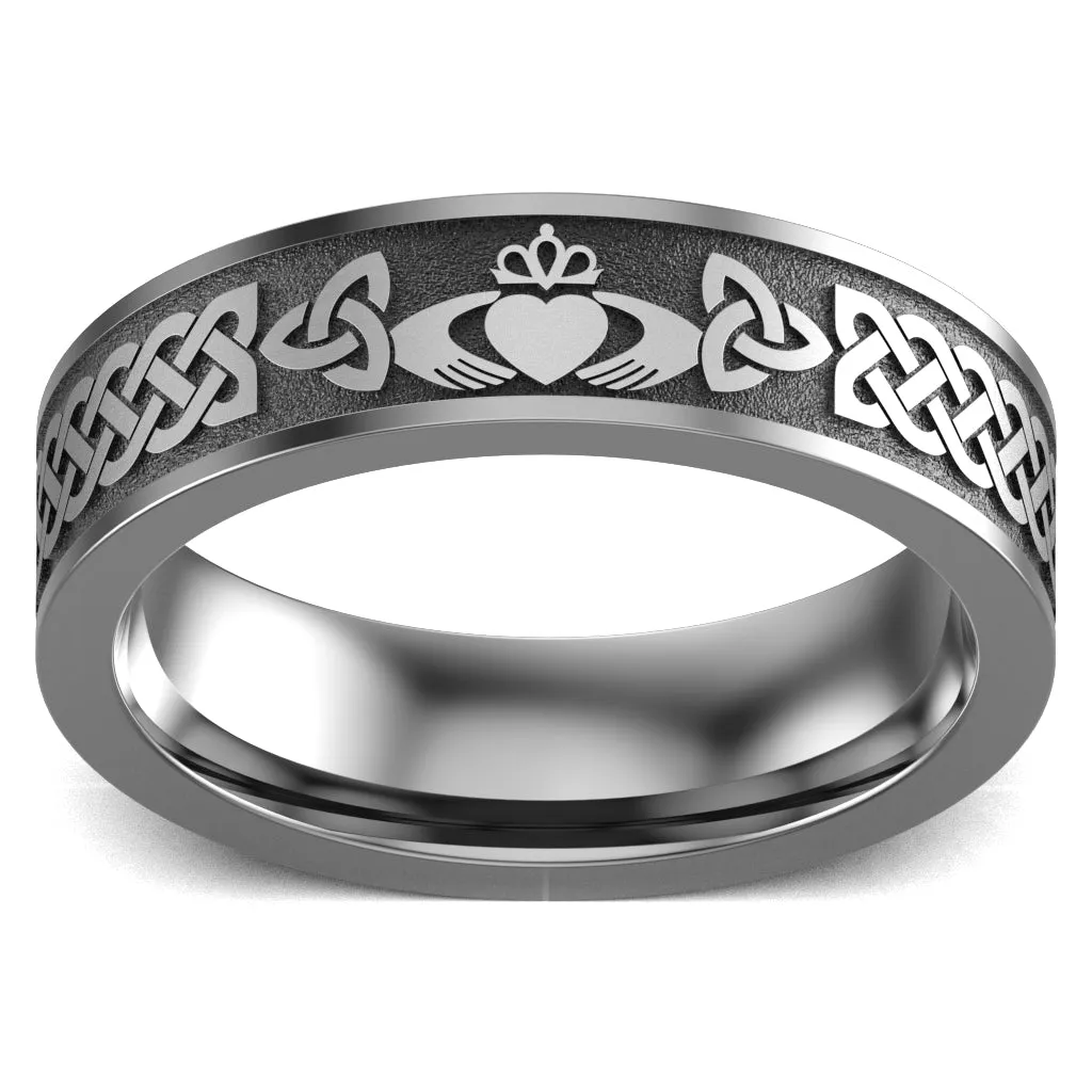 Claddagh Wedding Ring UCL1-TITAN6M-FLAT - TITANIUM