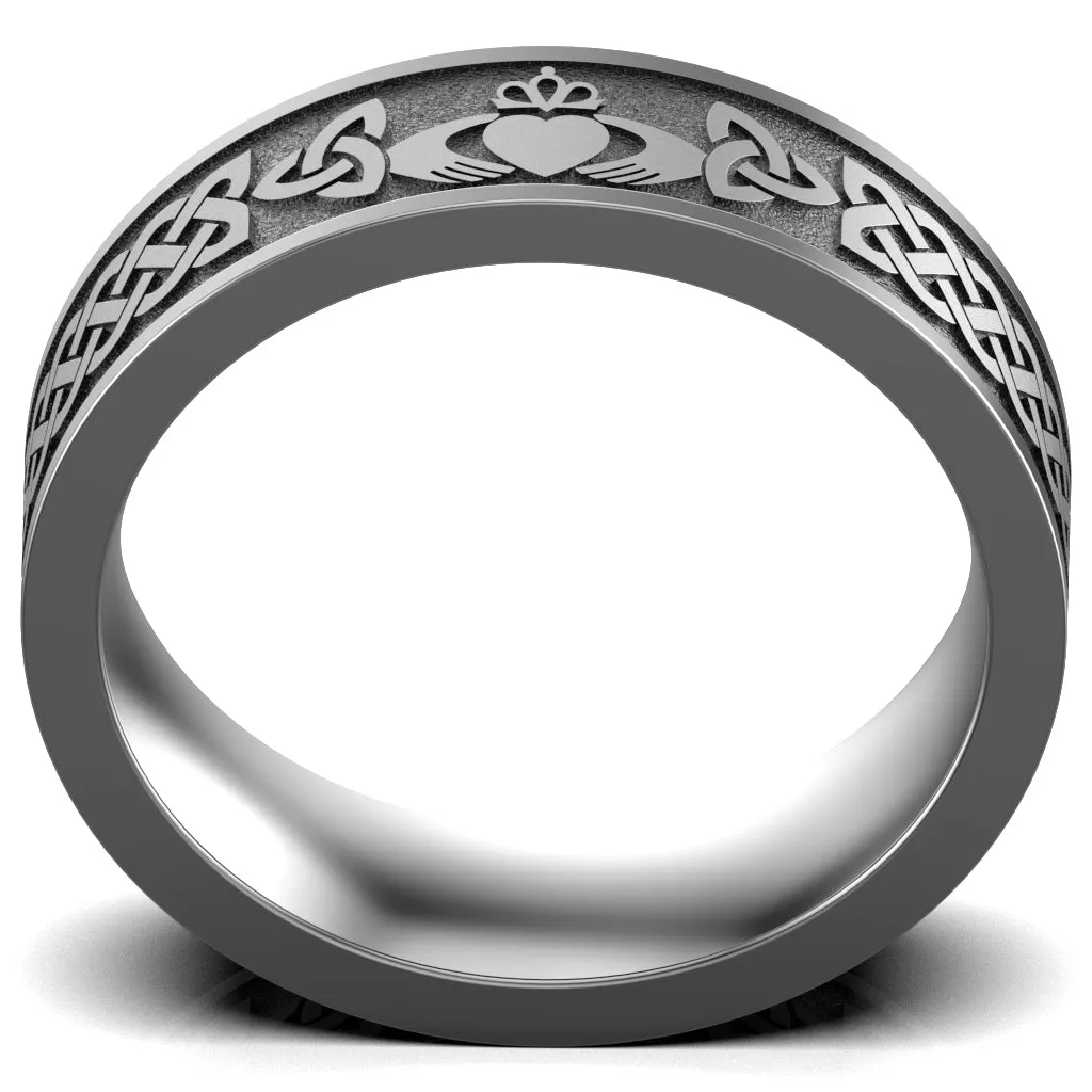 Claddagh Wedding Ring UCL1-TITAN6M-FLAT - TITANIUM