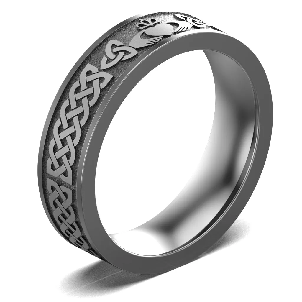 Claddagh Wedding Ring UCL1-TITAN6M-FLAT - TITANIUM