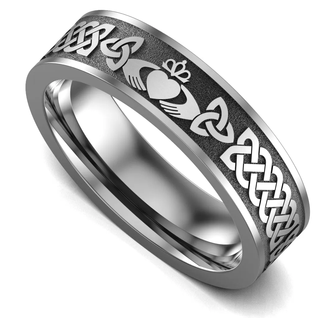 Claddagh Wedding Ring UCL1-TITAN6M-FLAT - TITANIUM