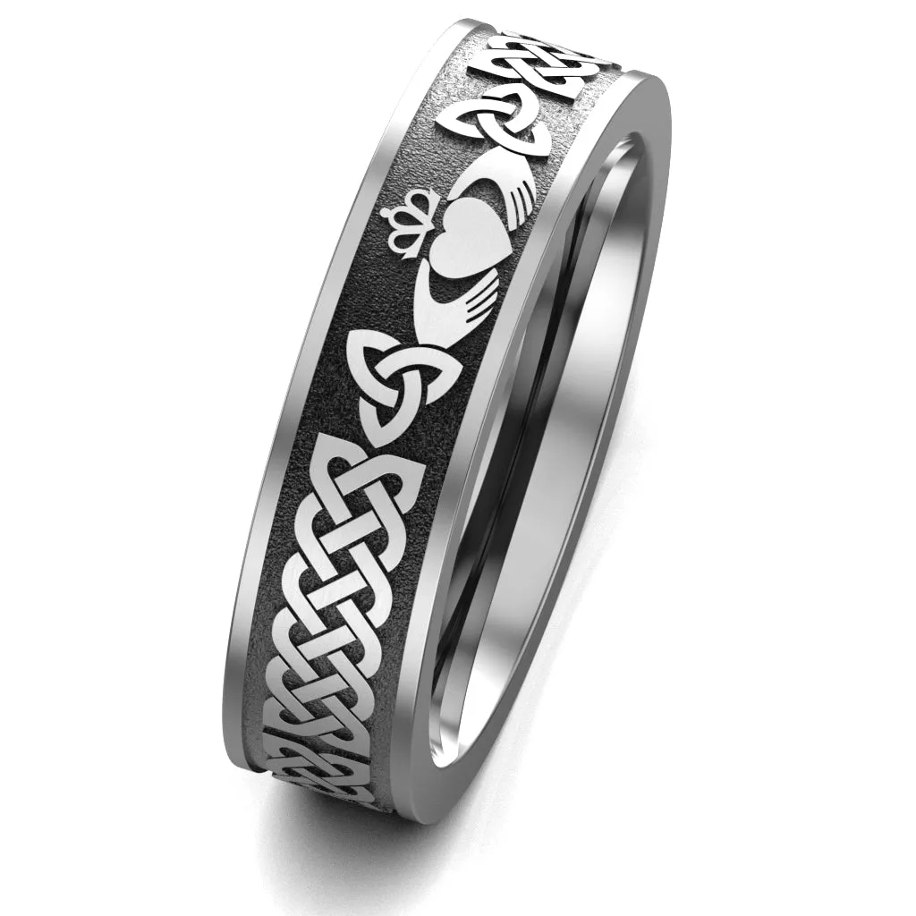 Claddagh Wedding Ring UCL1-TITAN6M-FLAT - TITANIUM