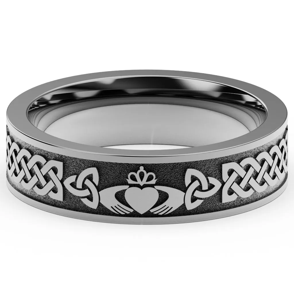 Claddagh Wedding Ring UCL1-TITAN6M-FLAT - TITANIUM
