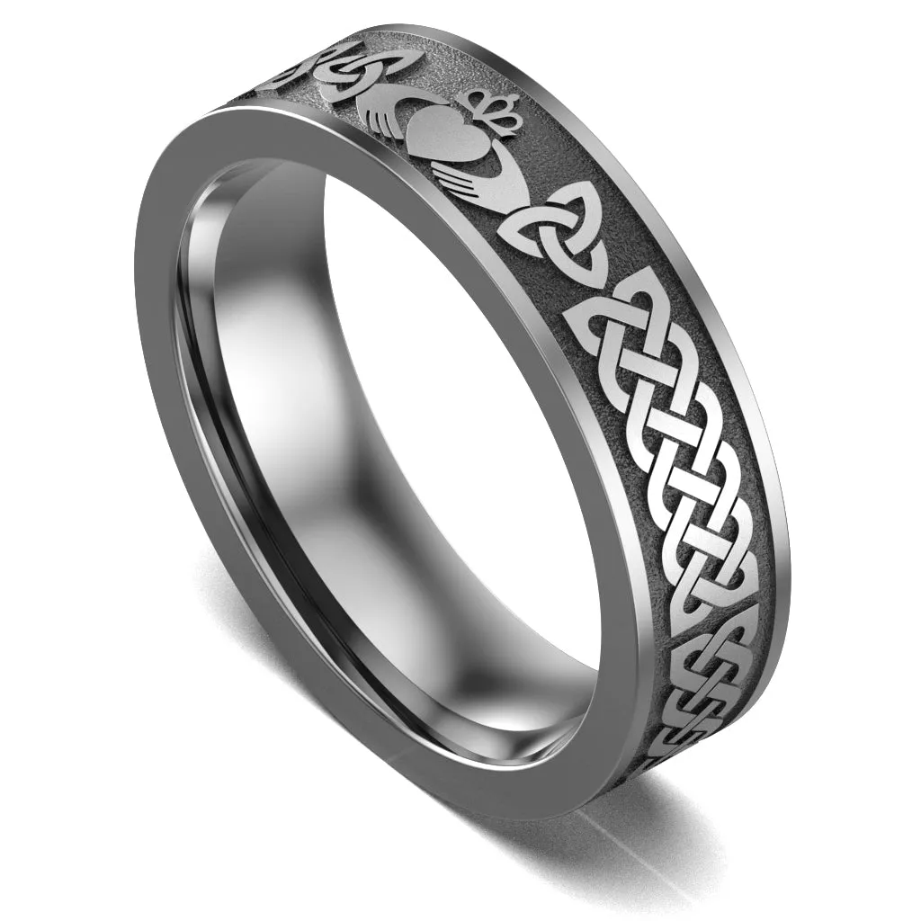 Claddagh Wedding Ring UCL1-TITAN6M-FLAT - TITANIUM