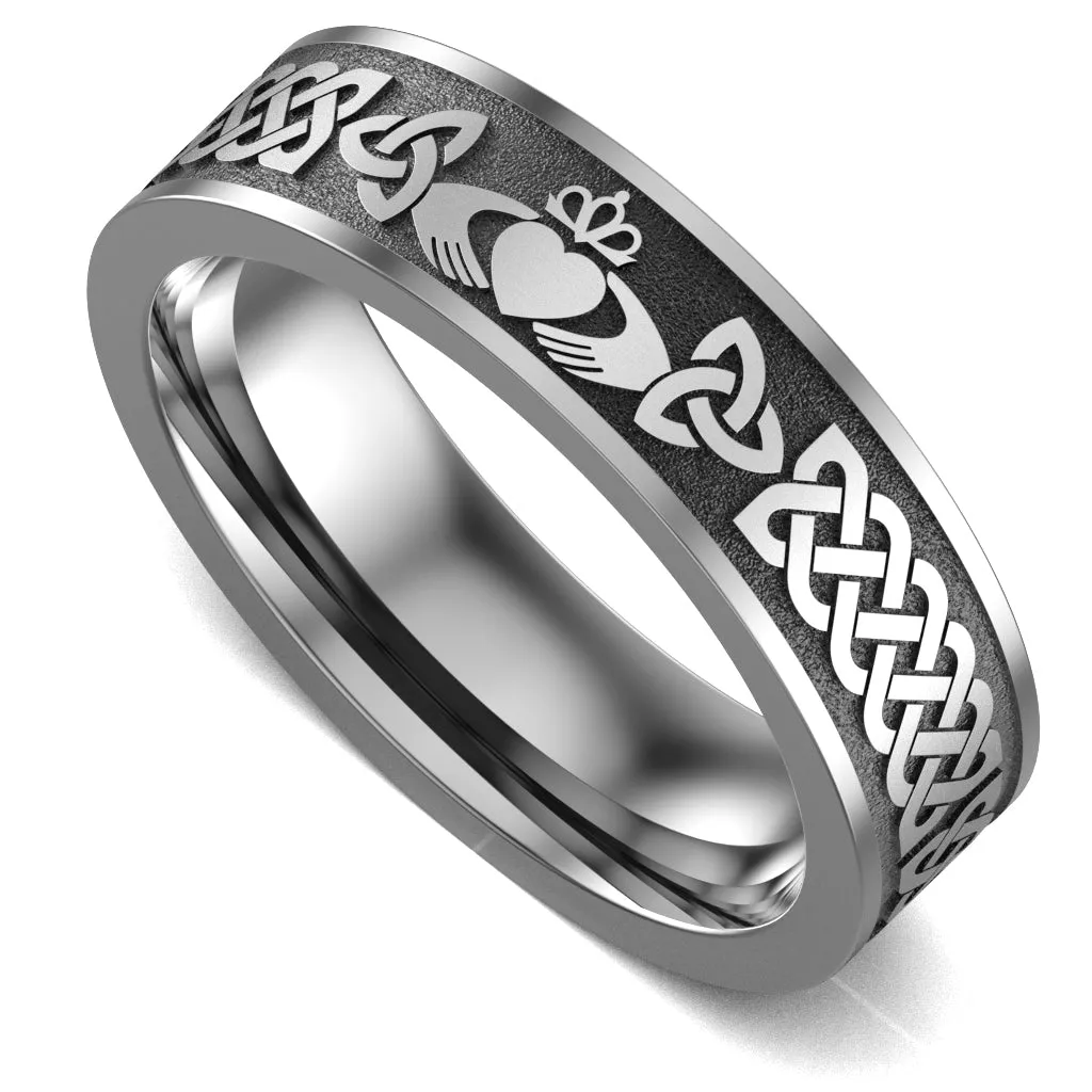 Claddagh Wedding Ring UCL1-TITAN6M-FLAT - TITANIUM