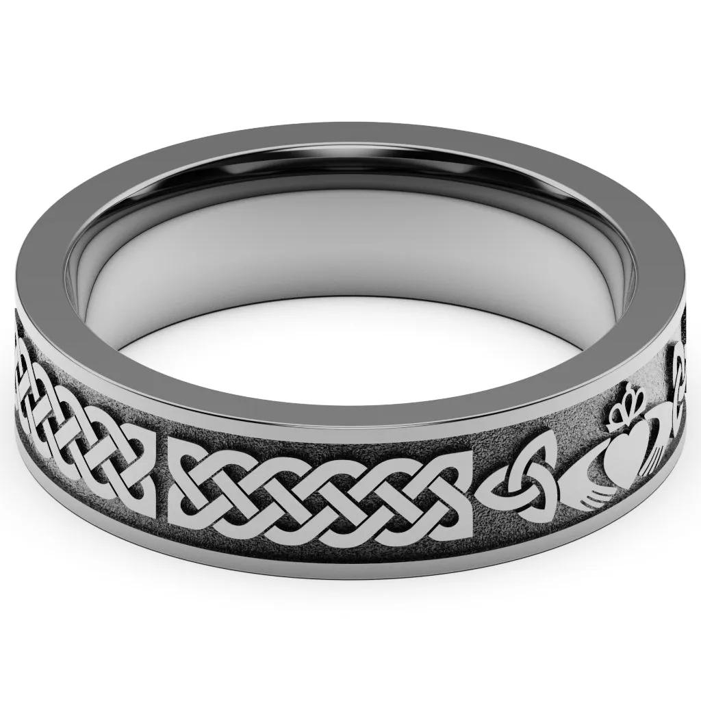 Claddagh Wedding Ring UCL1-TITAN6M-FLAT - TITANIUM
