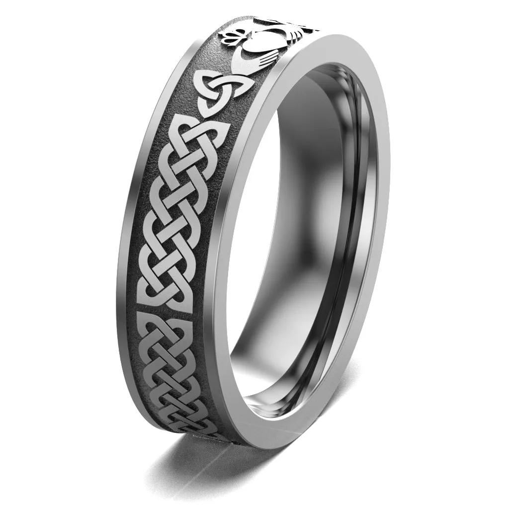 Claddagh Wedding Ring UCL1-TITAN6M-FLAT - TITANIUM