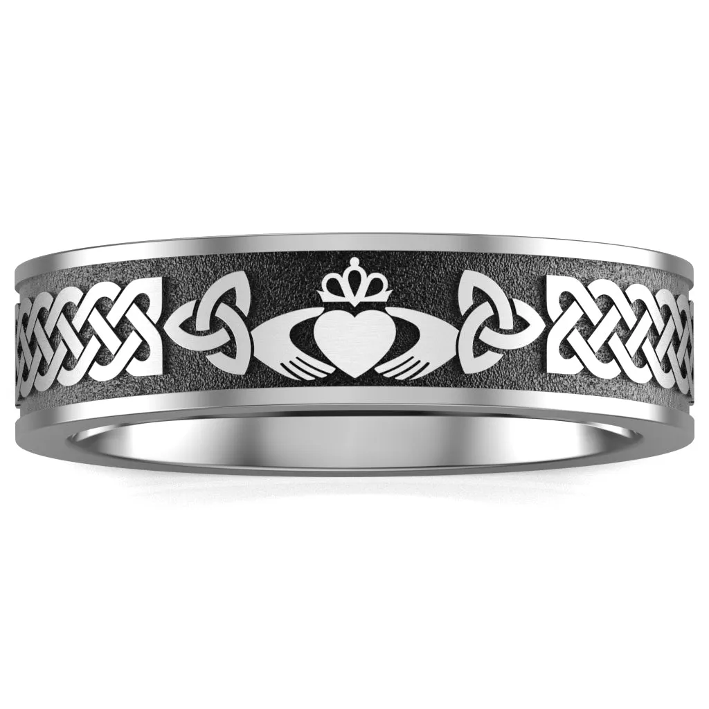 Claddagh Wedding Ring UCL1-TITAN6M-FLAT - TITANIUM