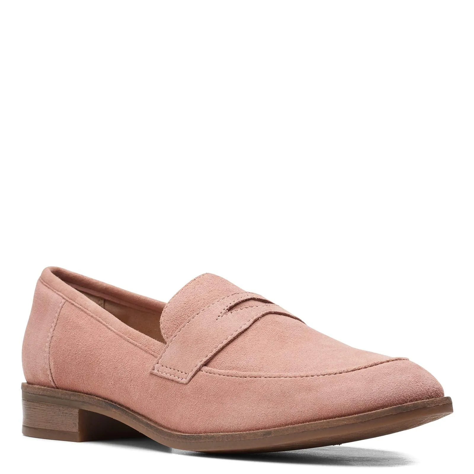 Clarks Women's Trish Loafer, Rose Suede, 9