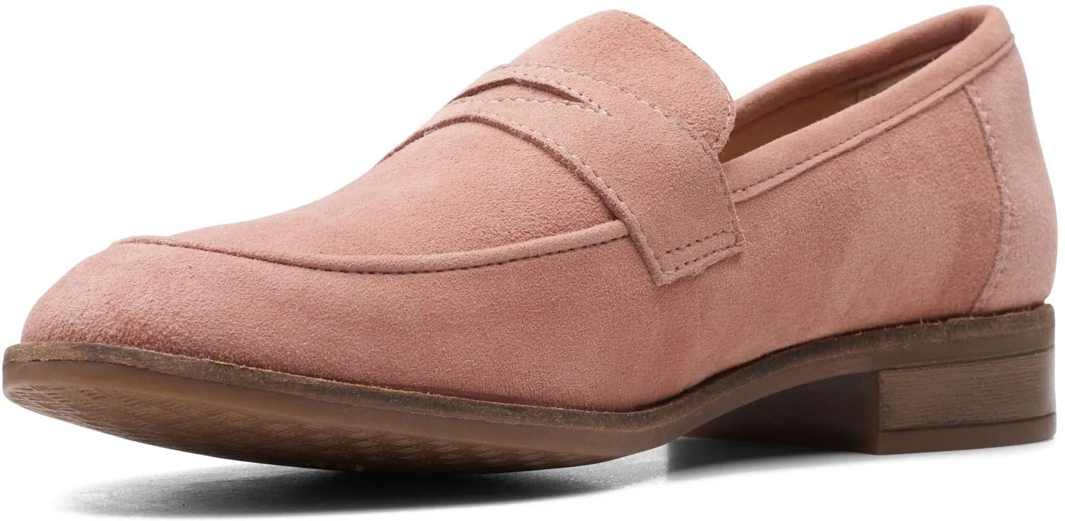 Clarks Women's Trish Loafer, Rose Suede, 9