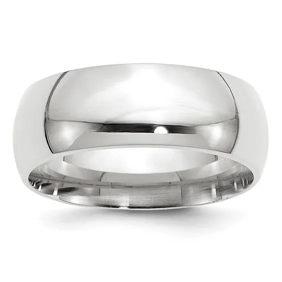 Classic 8mm Comfort Fit Wedding Bands in Rose, White or Yellow 14k Gold