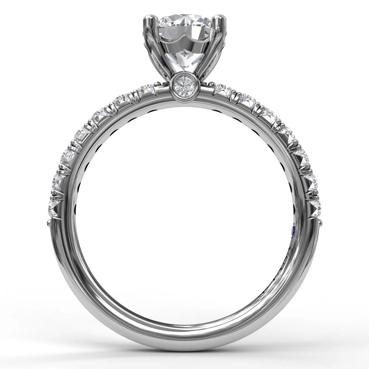 Classic French-Cut Pave Round Solitaire