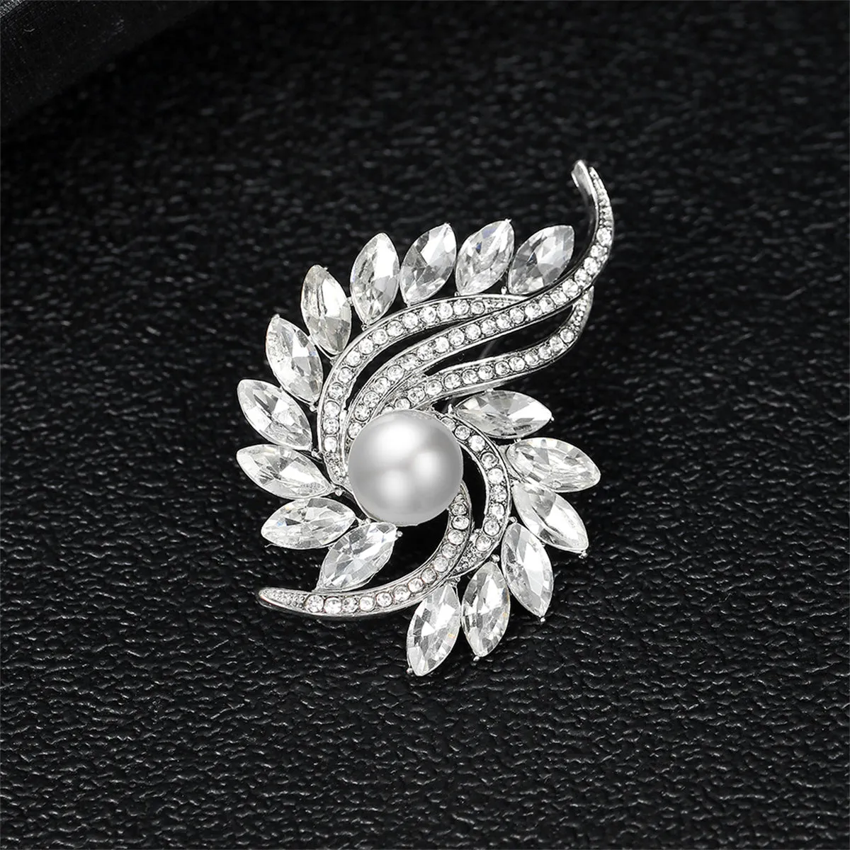 Clear Crystal & Cubic Zirconia Botanical Brooch