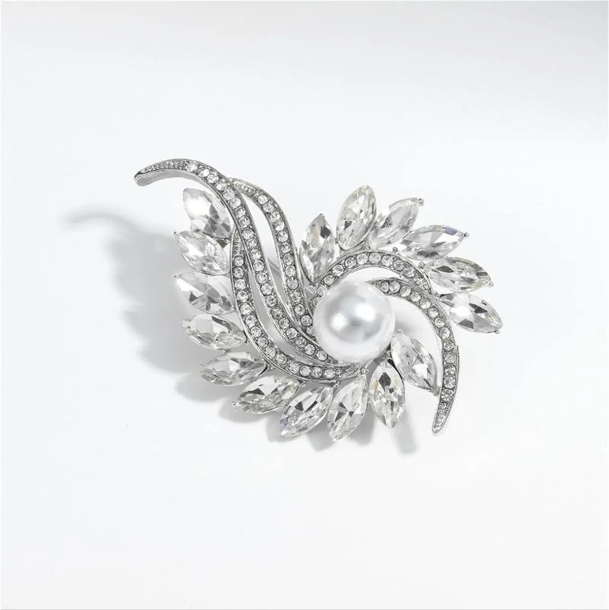Clear Crystal & Cubic Zirconia Botanical Brooch