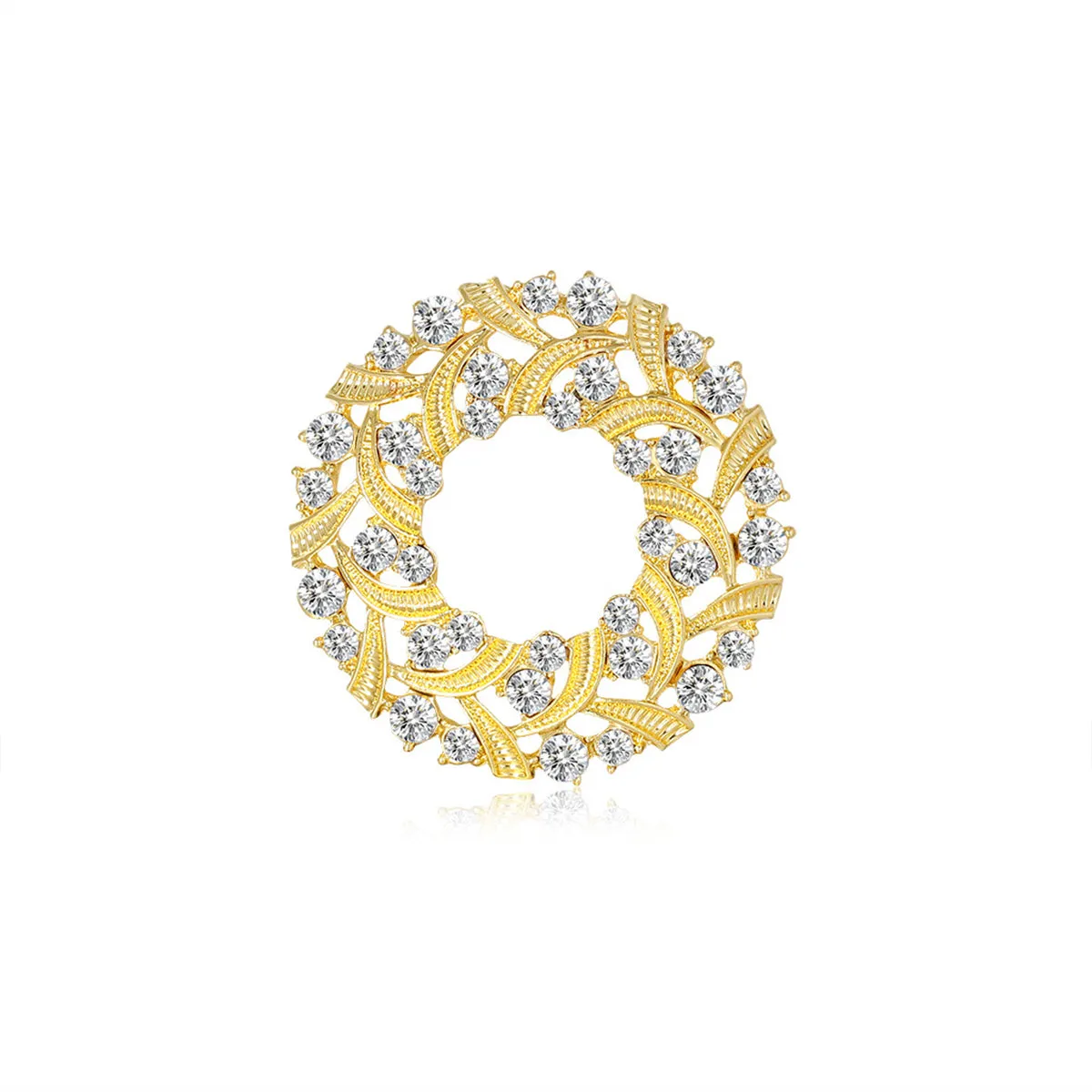 Clear Cubic Zirconia & 18k Gold-Plated Botany Brooch
