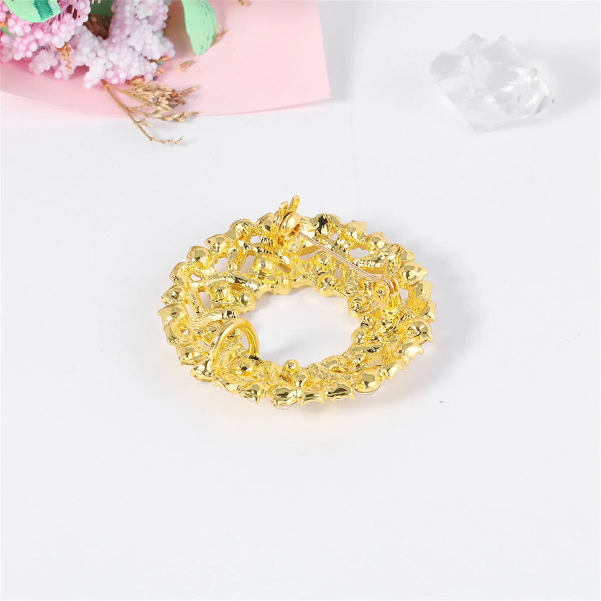 Clear Cubic Zirconia & 18k Gold-Plated Botany Brooch