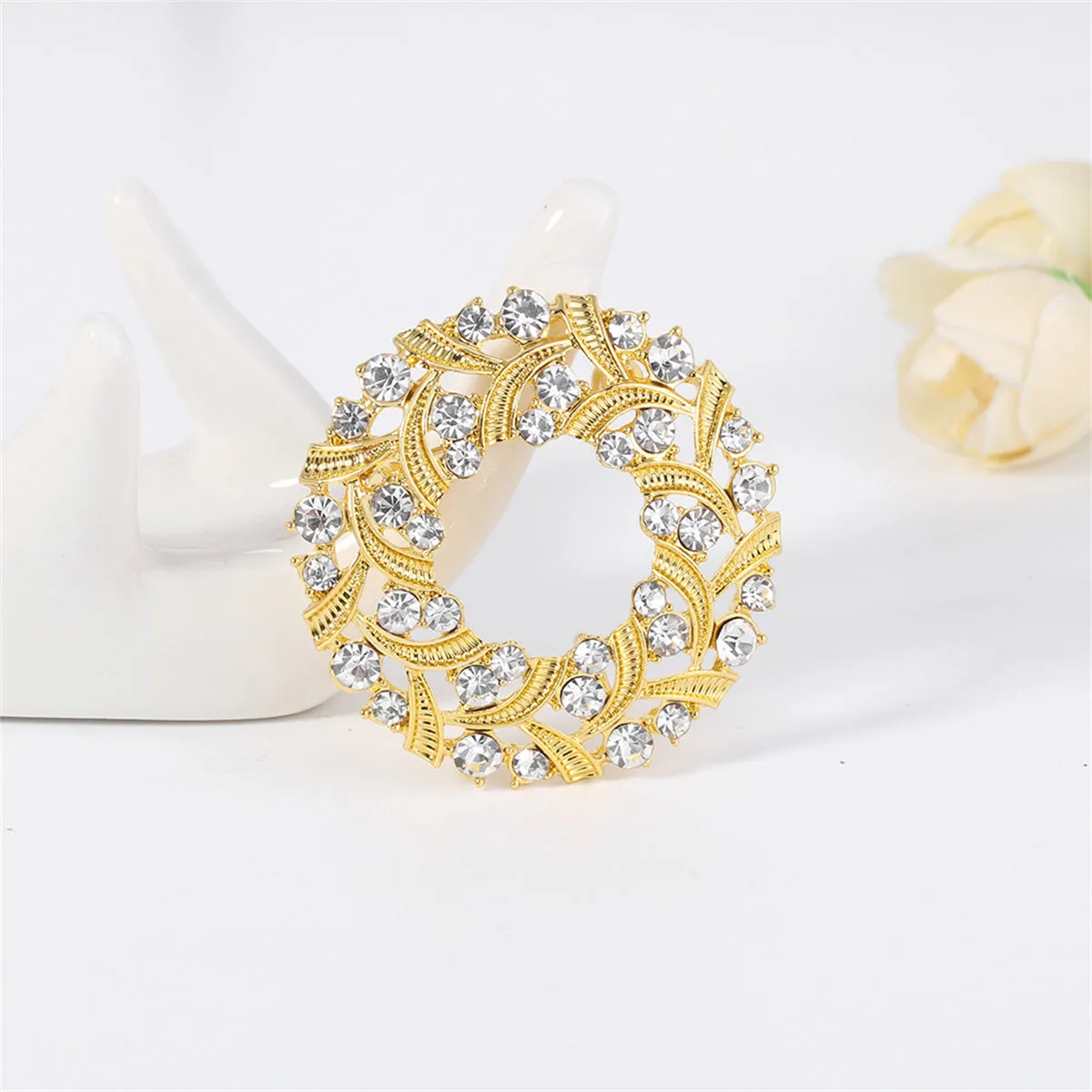 Clear Cubic Zirconia & 18k Gold-Plated Botany Brooch