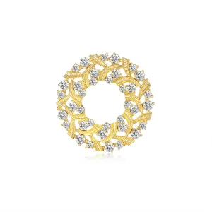 Clear Cubic Zirconia & 18k Gold-Plated Botany Brooch