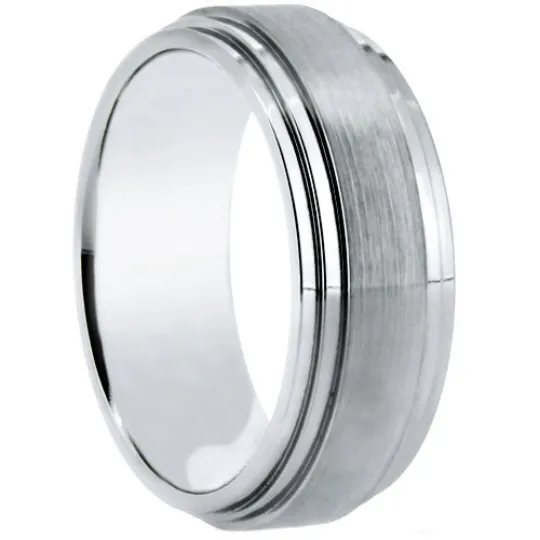 Cobalt Ring 8mm Wedding Band Matte Finish Step Down Edges Sizes 6 6.5 7 7.5 8 8.5 9 9.5 10 10.5 11 11.5 12 12.5 13