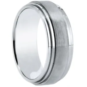 Cobalt Ring 8mm Wedding Band Matte Finish Step Down Edges Sizes 6 6.5 7 7.5 8 8.5 9 9.5 10 10.5 11 11.5 12 12.5 13