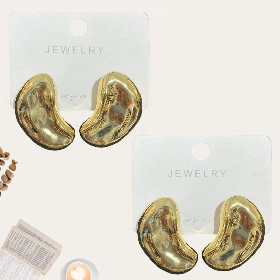 Coffee Bean Shaped Stud Earrings
