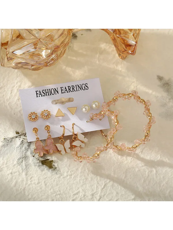Combo of 12 Pair Pearl Studs and Hoop Earrings